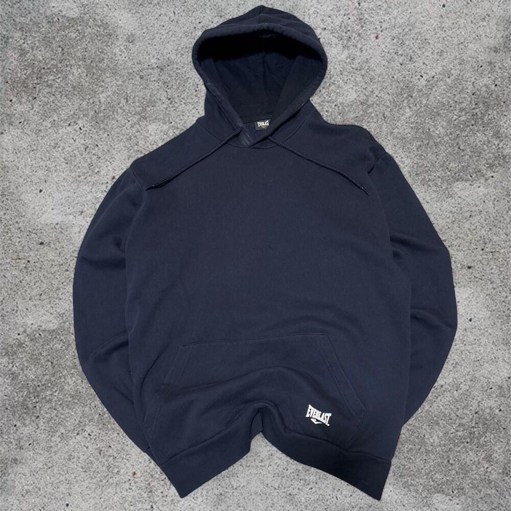 Y2K Everlast Blank Blue Navy Logo Hoodie Men Size Large